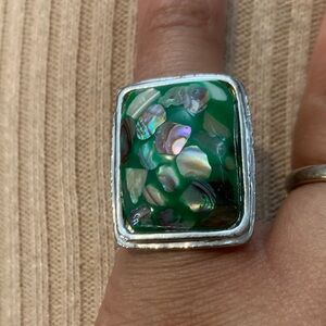 Elegant Silver and Green Abalone Ring